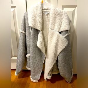 Gray & White Sherpa Sweater